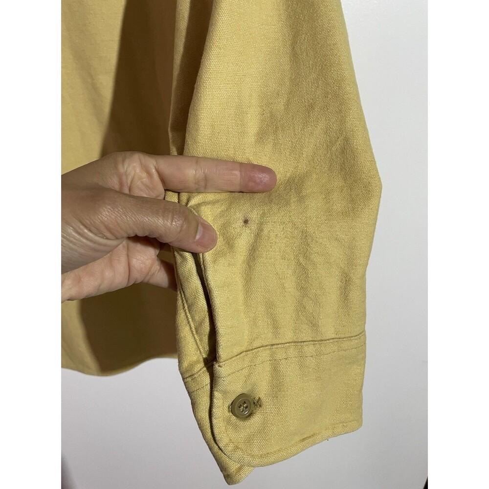 Vintage Woolrich Chamois Button Up Shirt Mens M Yellow Heavy Flannel 70s USA - Picture 3 of 9